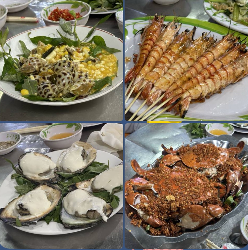 4군 해산물거리의 식당에서 맛볼 수 있는 해산물요리들