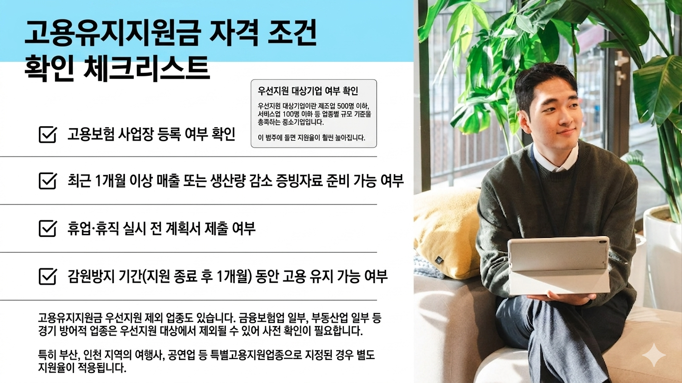 고용유지지원금 자격 조건 확인