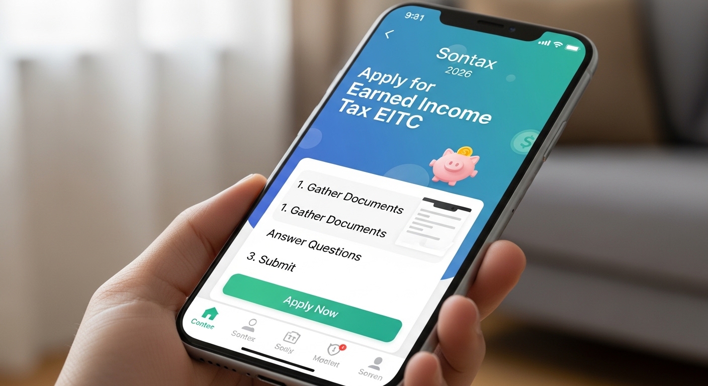 스마트폰 손택스 앱을 활용하여 근로장려금을 간편하게 신청하는 모습