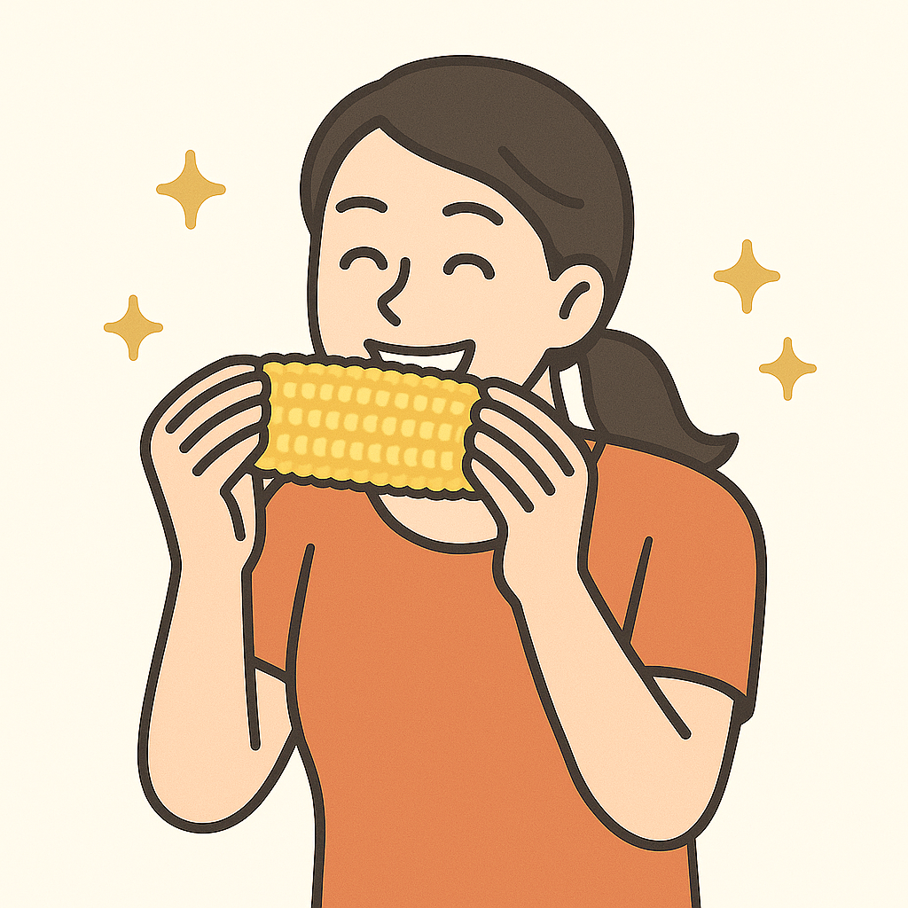 옥수수 맛있게 먹는모습