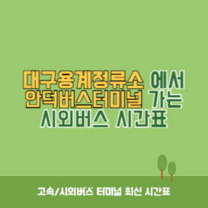 대구용계정류소에서 안덕버스터미널 가는 시외버스 시간표 최신정보