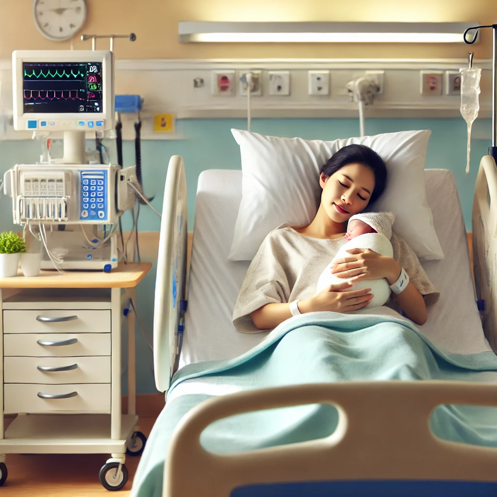 병원에서 산후조리하는 산모