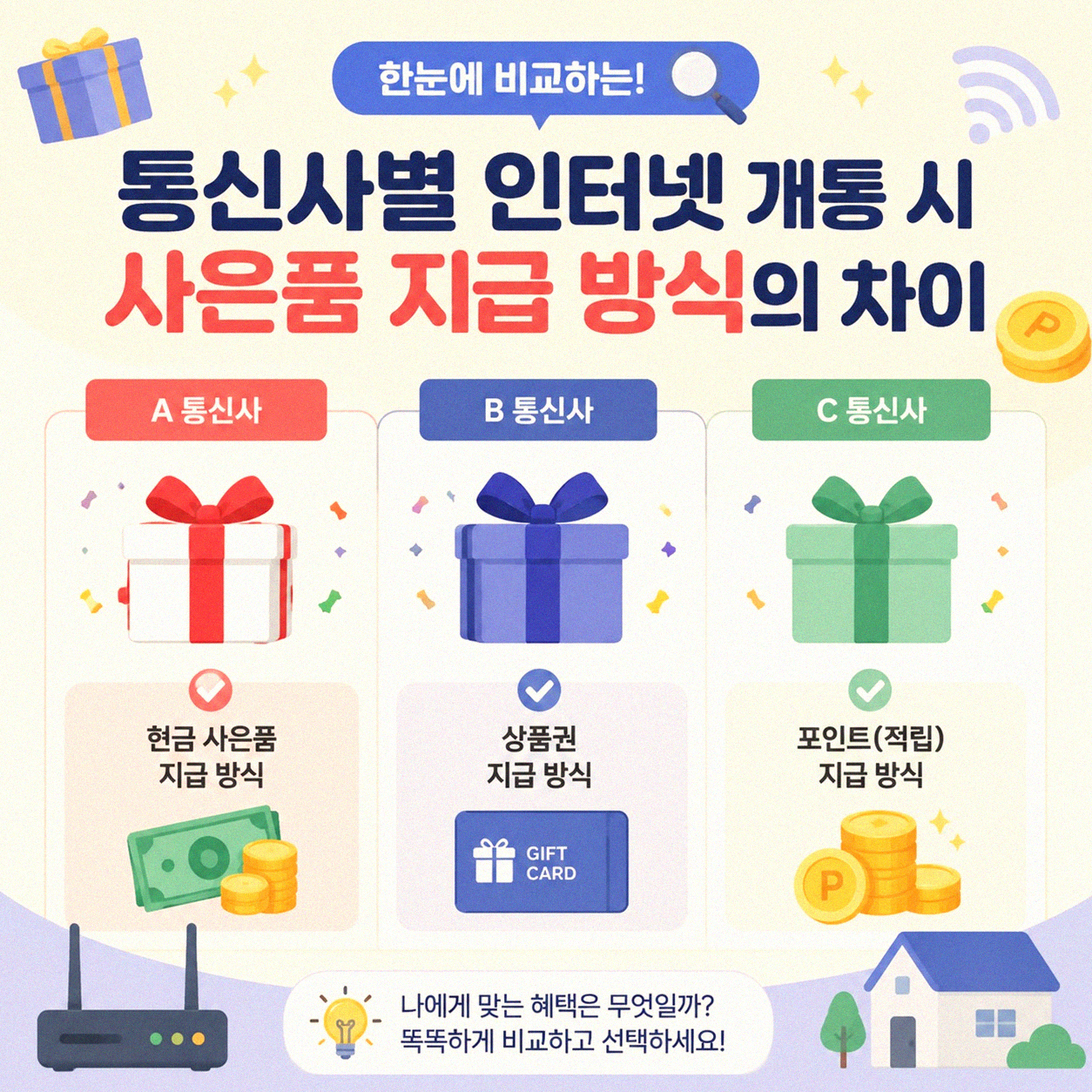 LG SK KT 인터넷 개통하면 현금 사은품 받을 수 있나요?