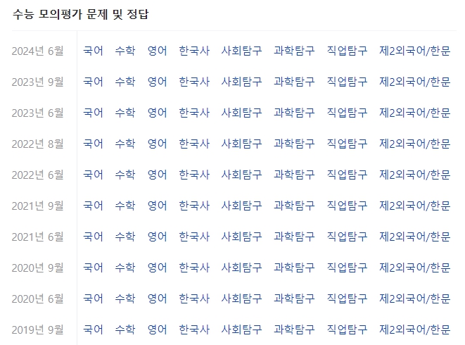 수능모의평가 기출문제 및 정답