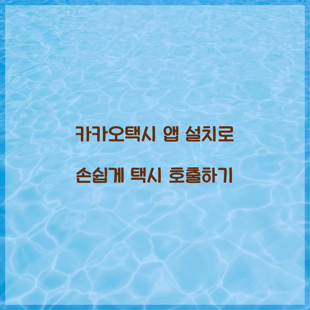 카카오택시 앱 설치