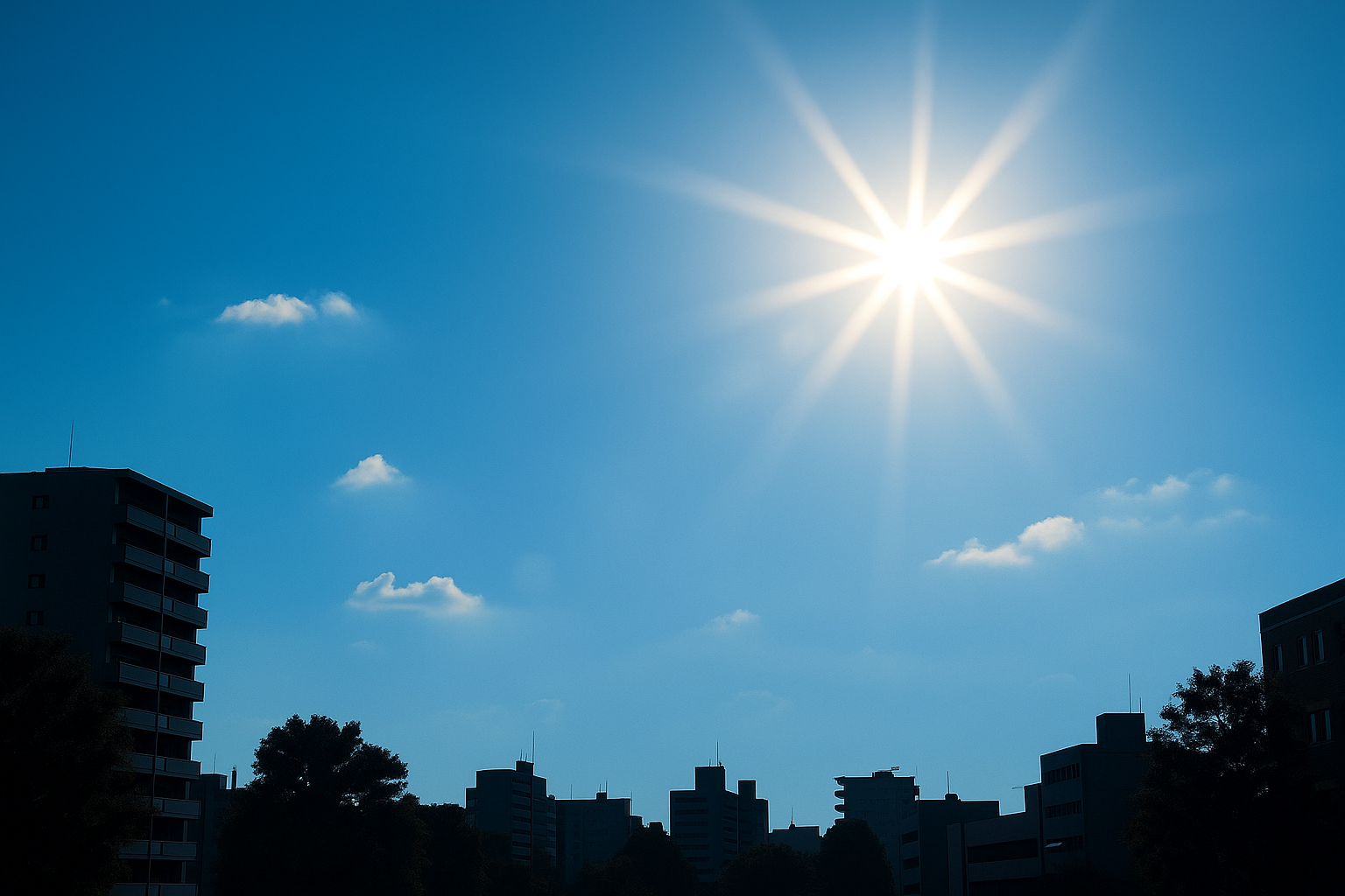 햇빛이 쨍쨍 내리쬐는 모습 사진