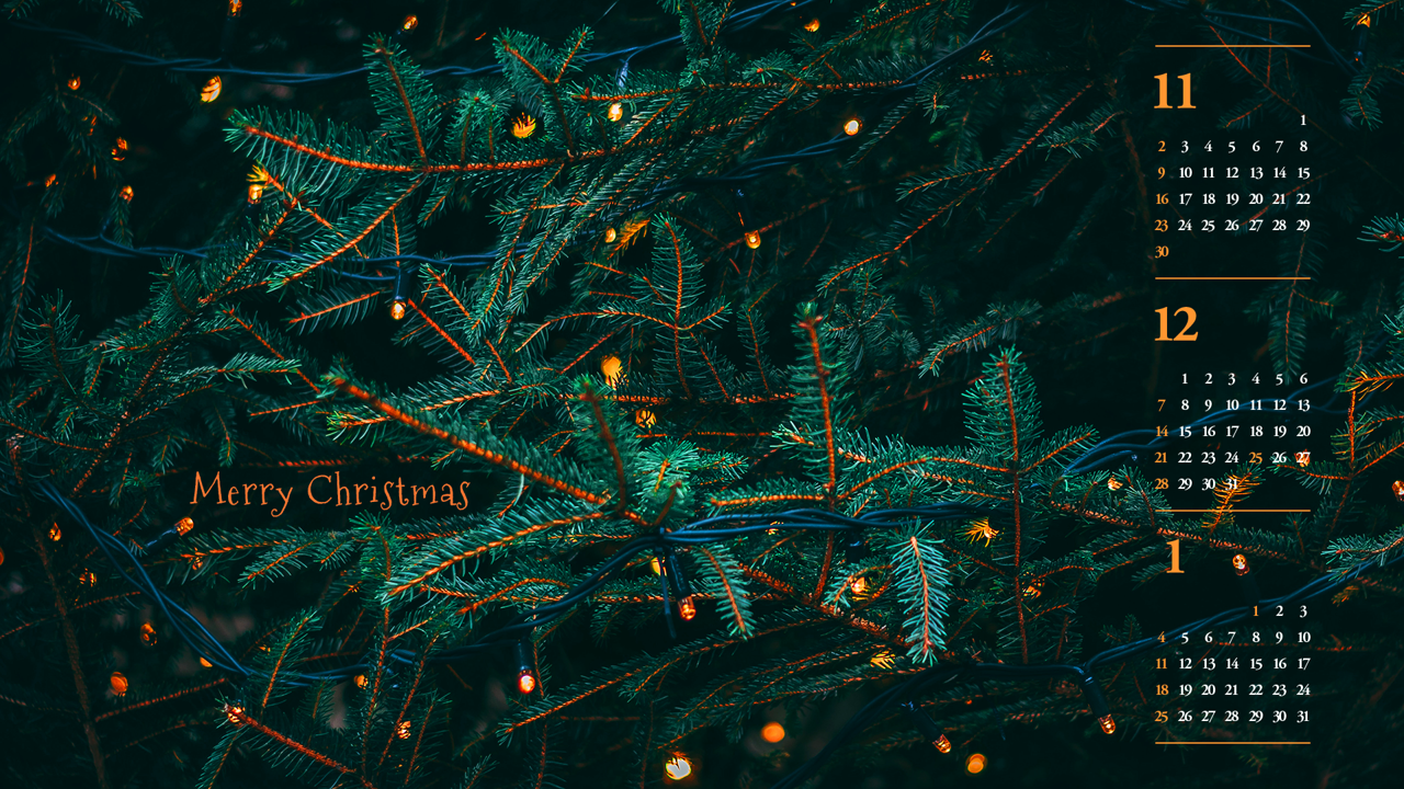 06 크리스마스 트리 전등 B - 2025년12월 노트북배경화면