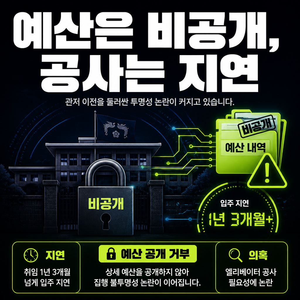 예산은 비공개, 공사는 지연