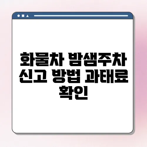 화물차 밤샘주차 신고 방법 과태료 확인