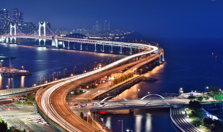 부산 야경 다리 이미지