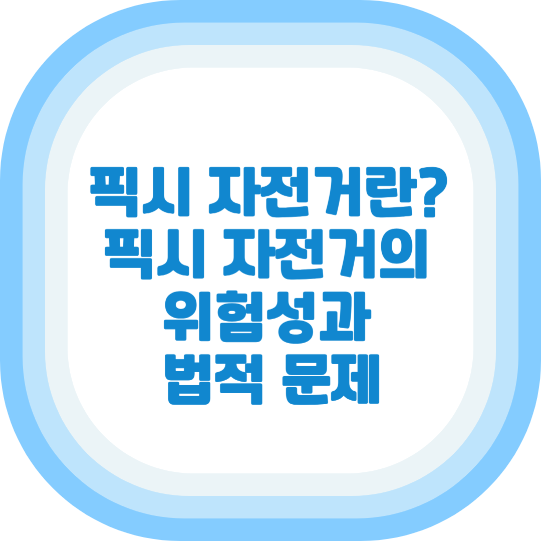 픽시 자전거의 위험성과 법적문제