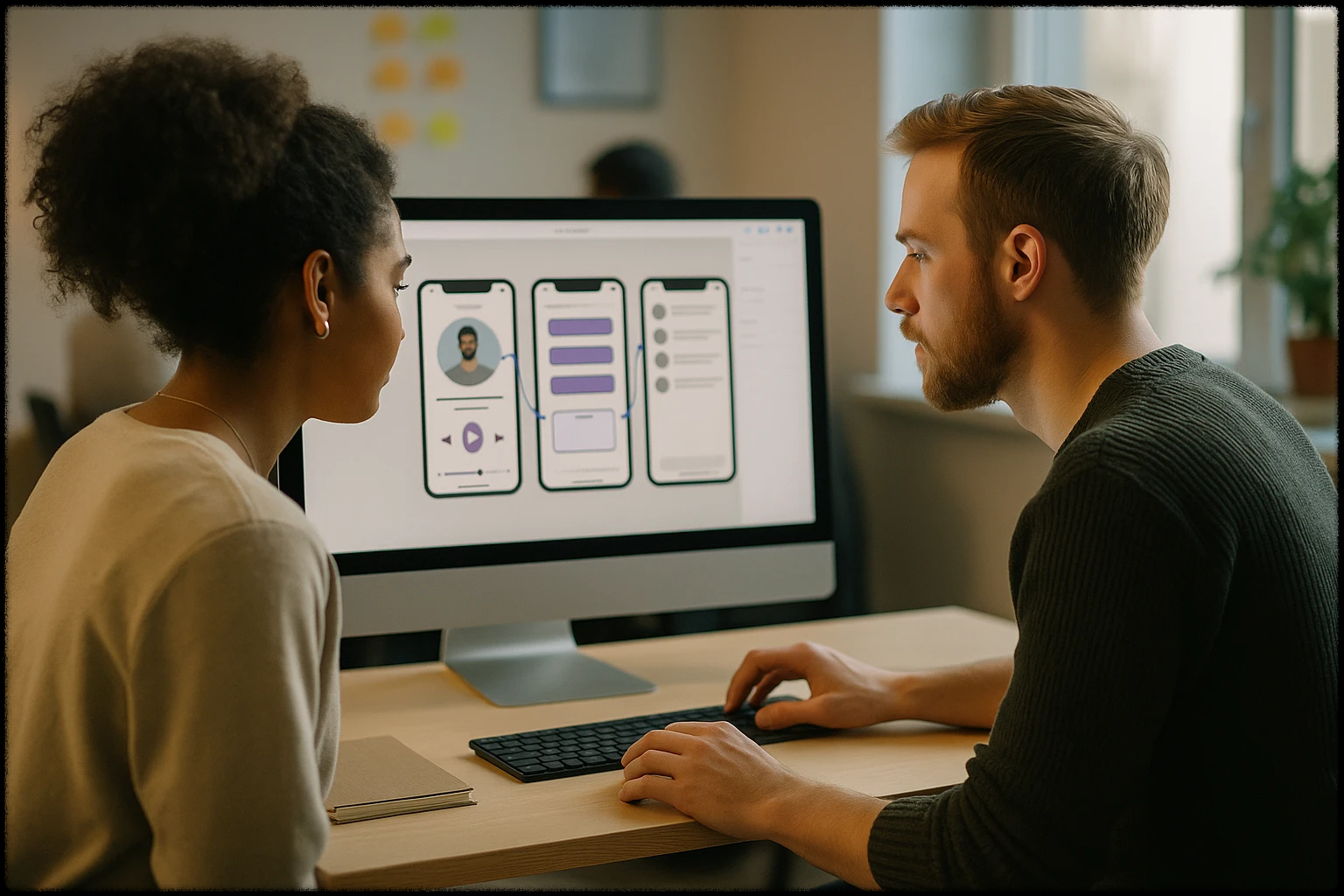 앱 디자인을 프로토타입을 통해 테스트하는 디자이너