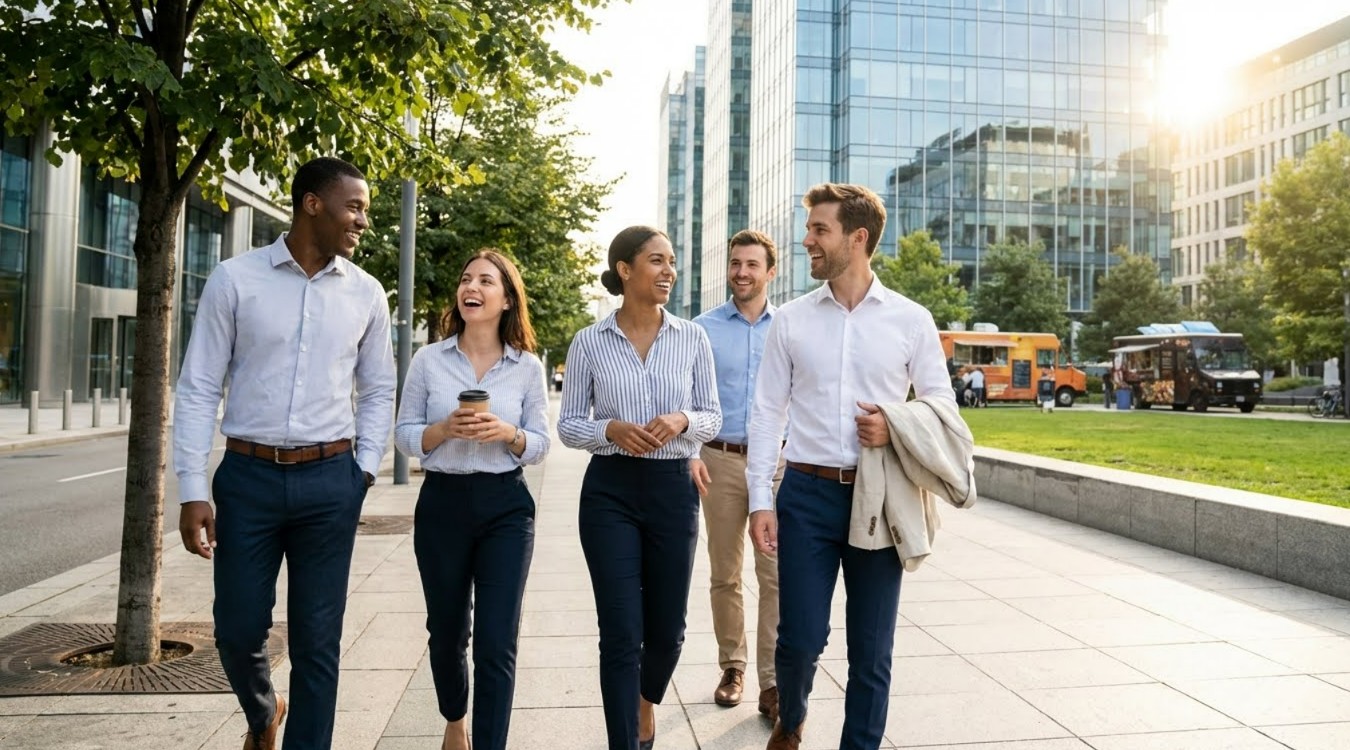 식사 후 가볍게 산책하는 사진