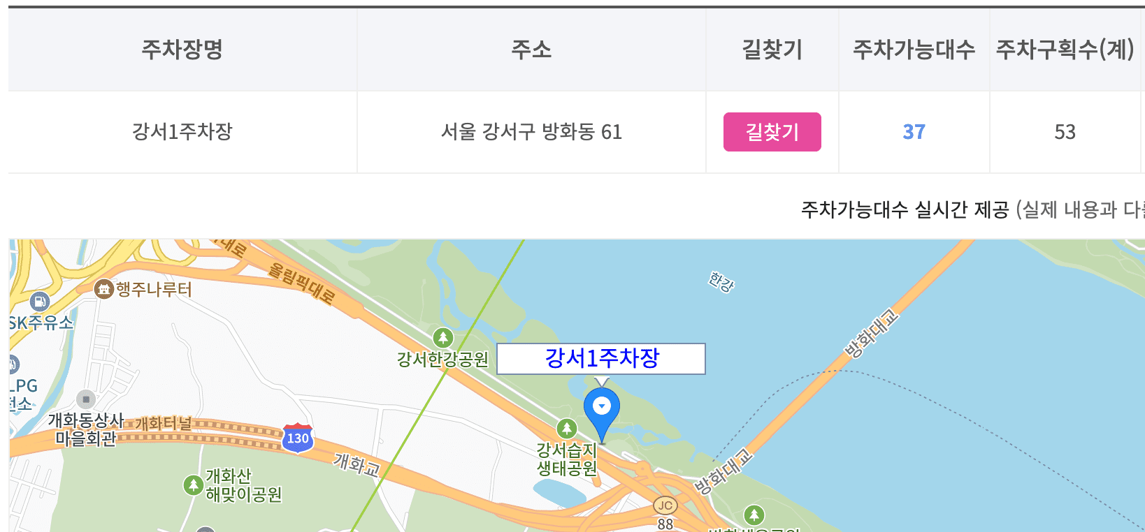 강서 한강공원 주차 실시간 확인 방법 및 주차요금 할인 팁