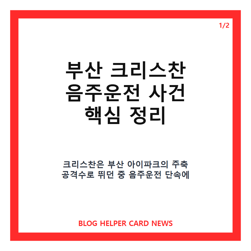 부산 크리스찬 음주운전 적발, 부산 아이파크 선수단 배제 조치 정리 카드뉴스 1