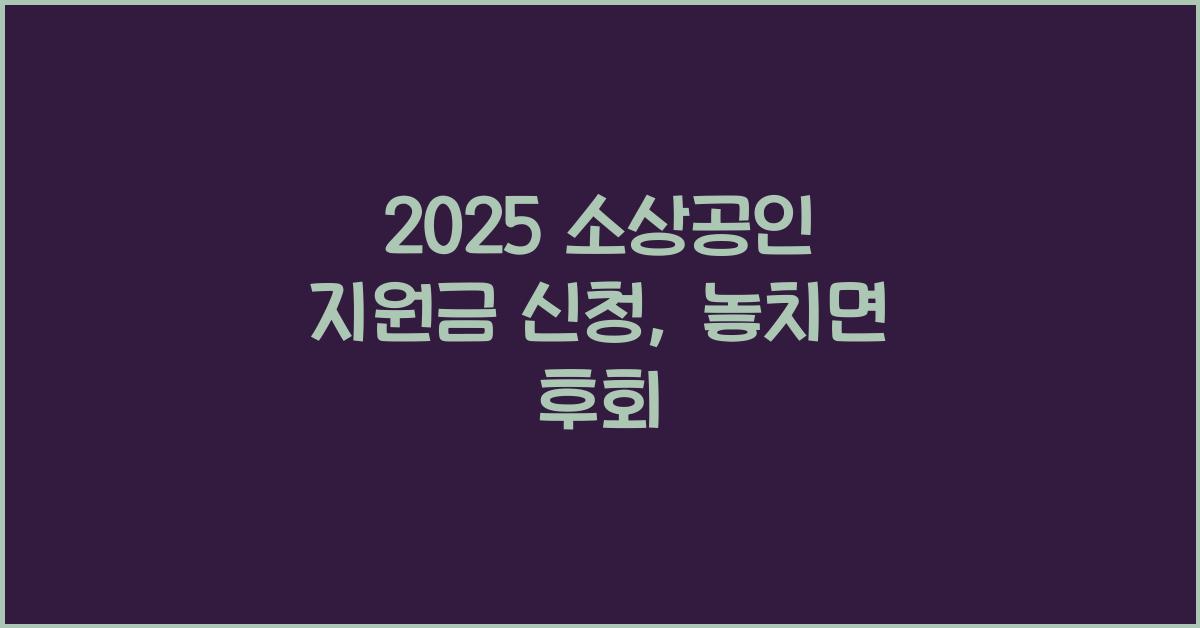 2025 소상공인 지원금 신청
