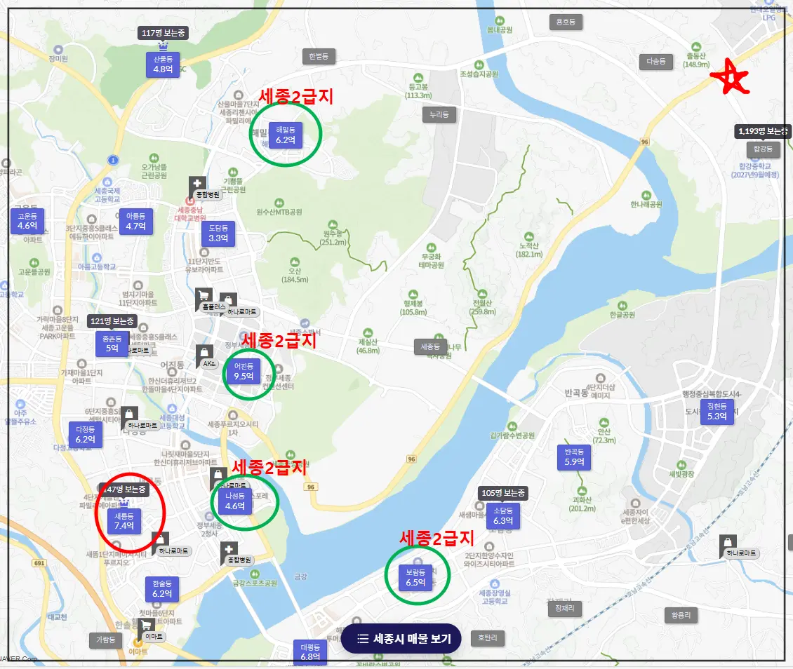 호갱노노-세종-급지구분