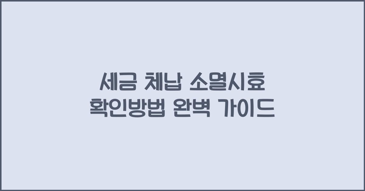 세금 체납 소멸시효 확인방법