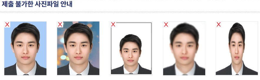 제출 불가능한 여권사진 파일 안내
