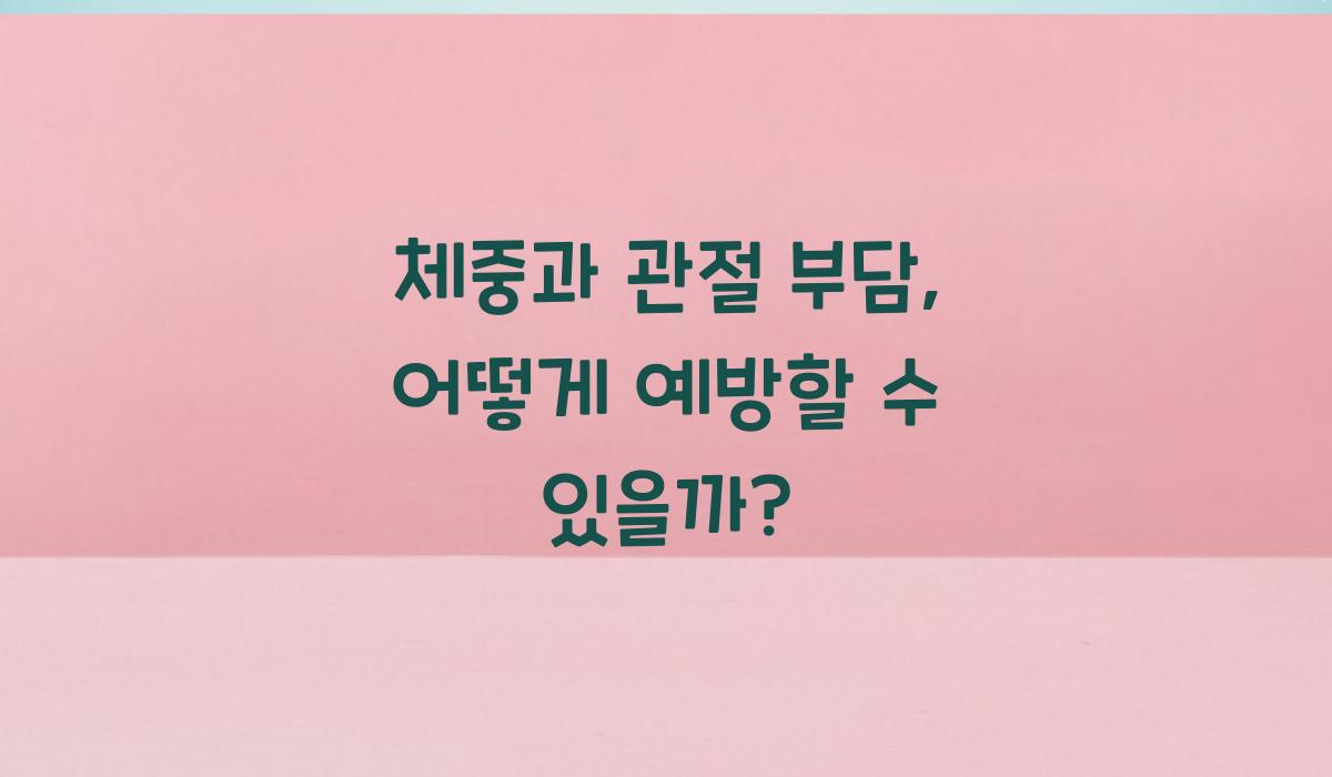 체중과 관절 부담