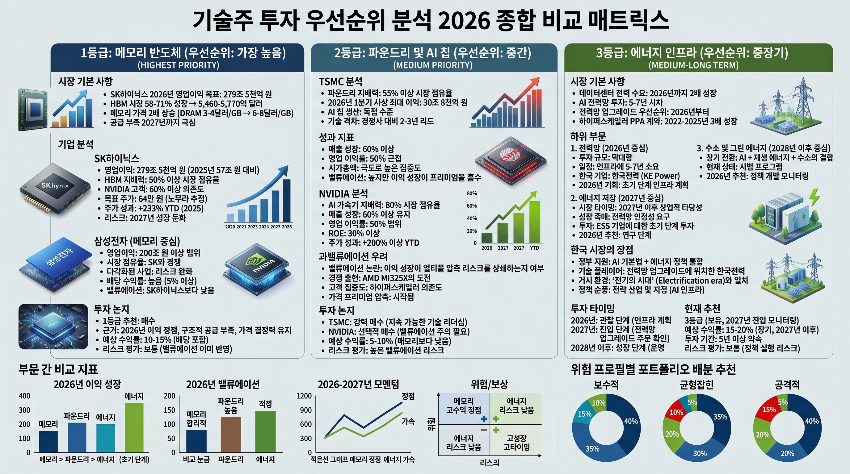 2026년 기술주 투자 우선순위 분석, 메모리 파운드리 AI칩 에너지 비교