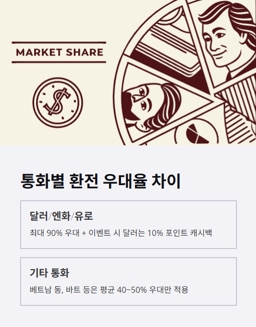 통화별 환전 우대율 차이