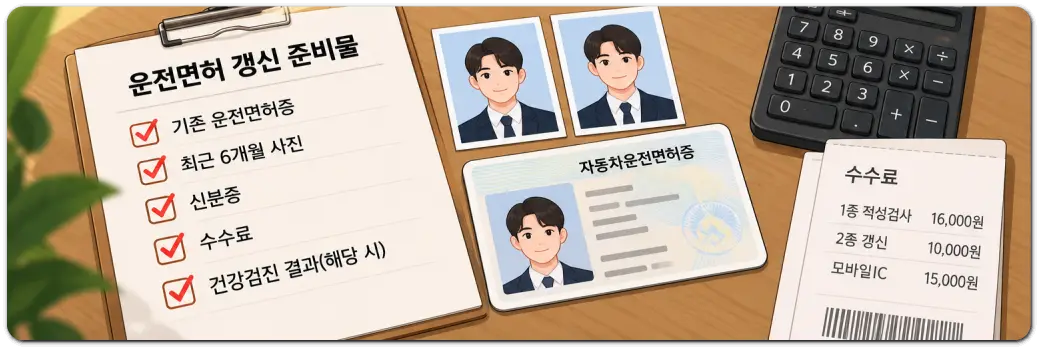 운전면허 갱신 준비물과 수수료