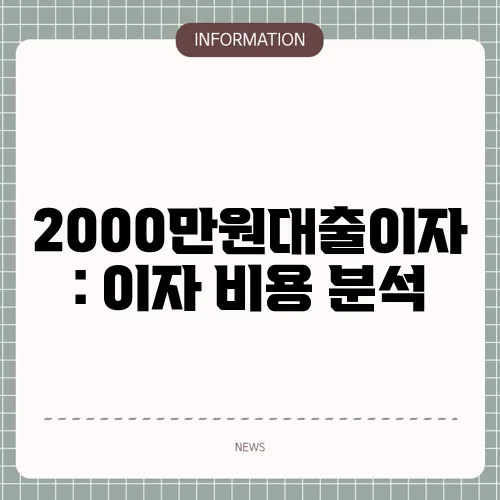 2000만원대출이자: 이자 비용 분석