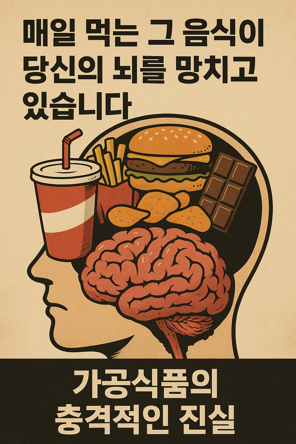 가공식품이 우리 뇌에 미치는 영향을 표현한 그림