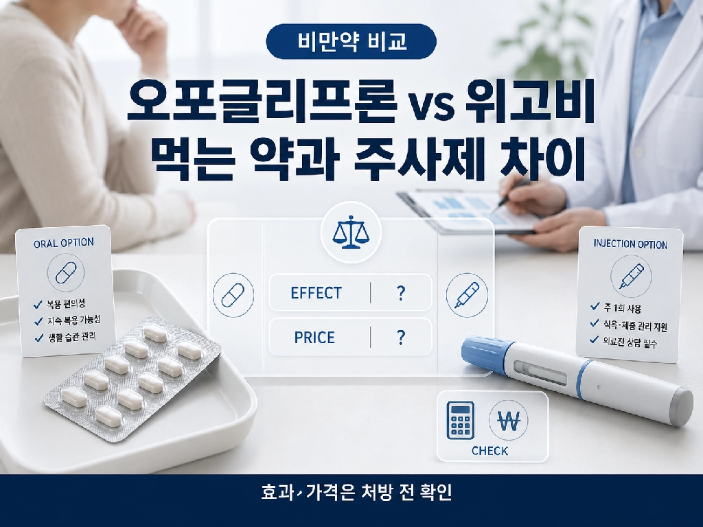 경구 비만약 오포글리프론 먹는 위고비 주사 비만약 효과 가격 비교