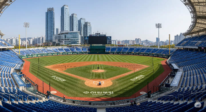 2025년 제106회 부산 전국체육대회, 뜨거운 야구 경기가 펼쳐질 그라운드의 모습.