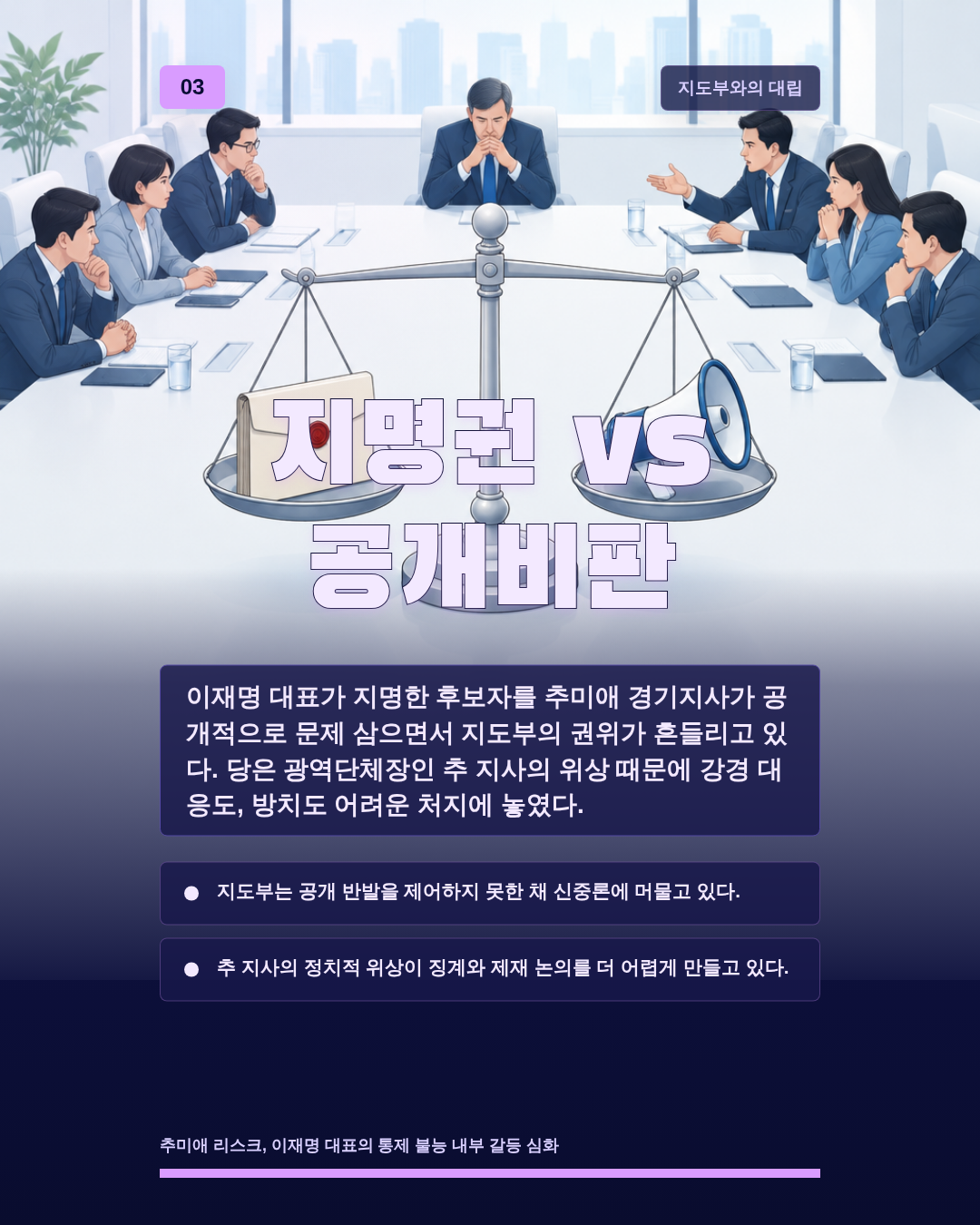 지명권 vs 공개비판