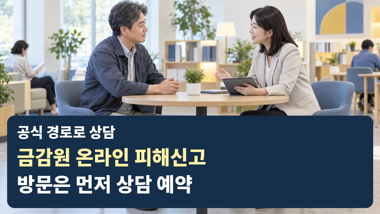 금감원 온라인 피해신고 또는 신용회복위원회 방문상담 예약을 선택하는 공식 지원 경로