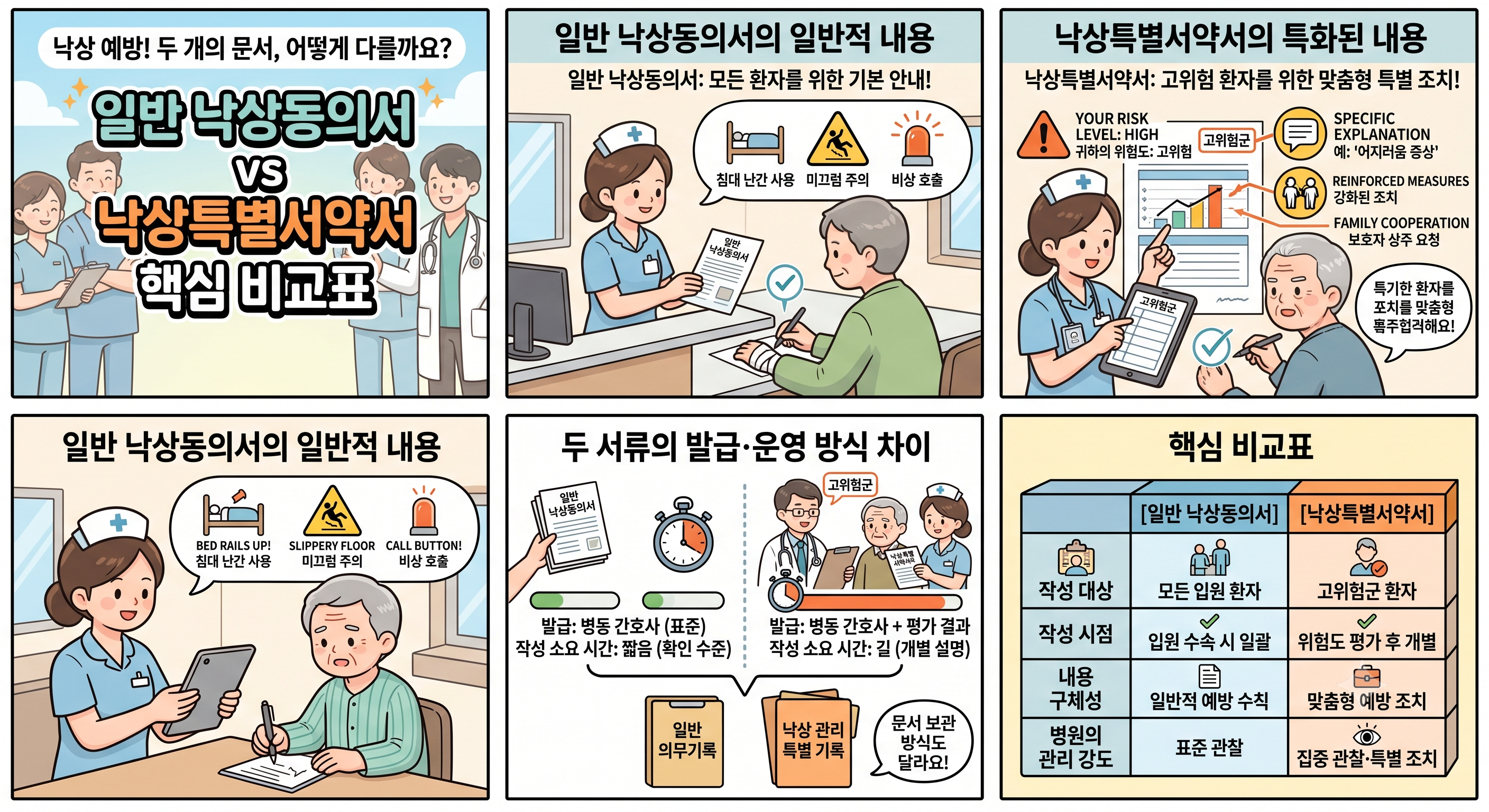 일반 낙상동의서 vs 낙사특별서약서