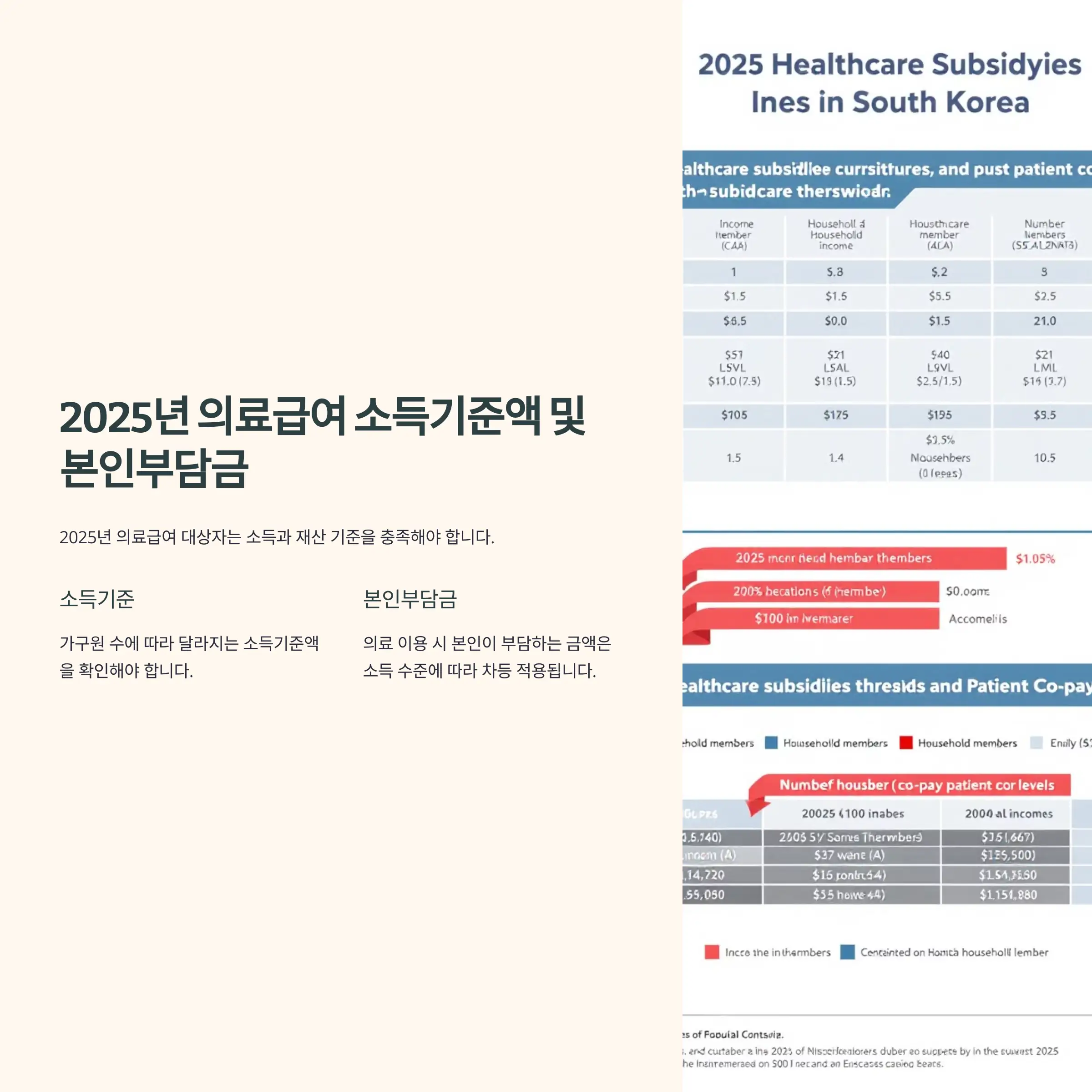 2025년 의료급여 소득기준액 및 본인부담금