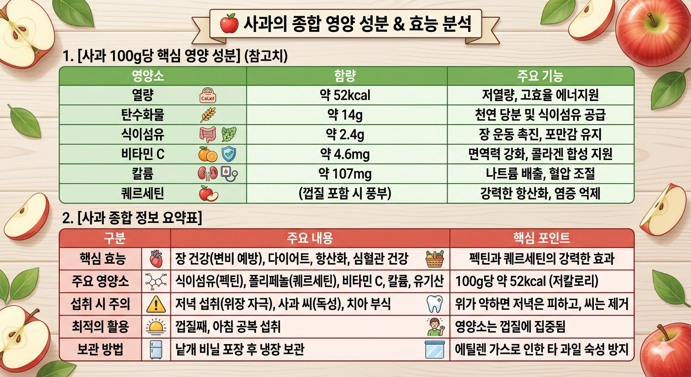 사과의 영양성분 및 종합 정보, 핵심 효능
