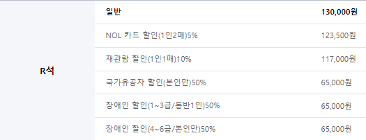 티켓 가격 할인 정보