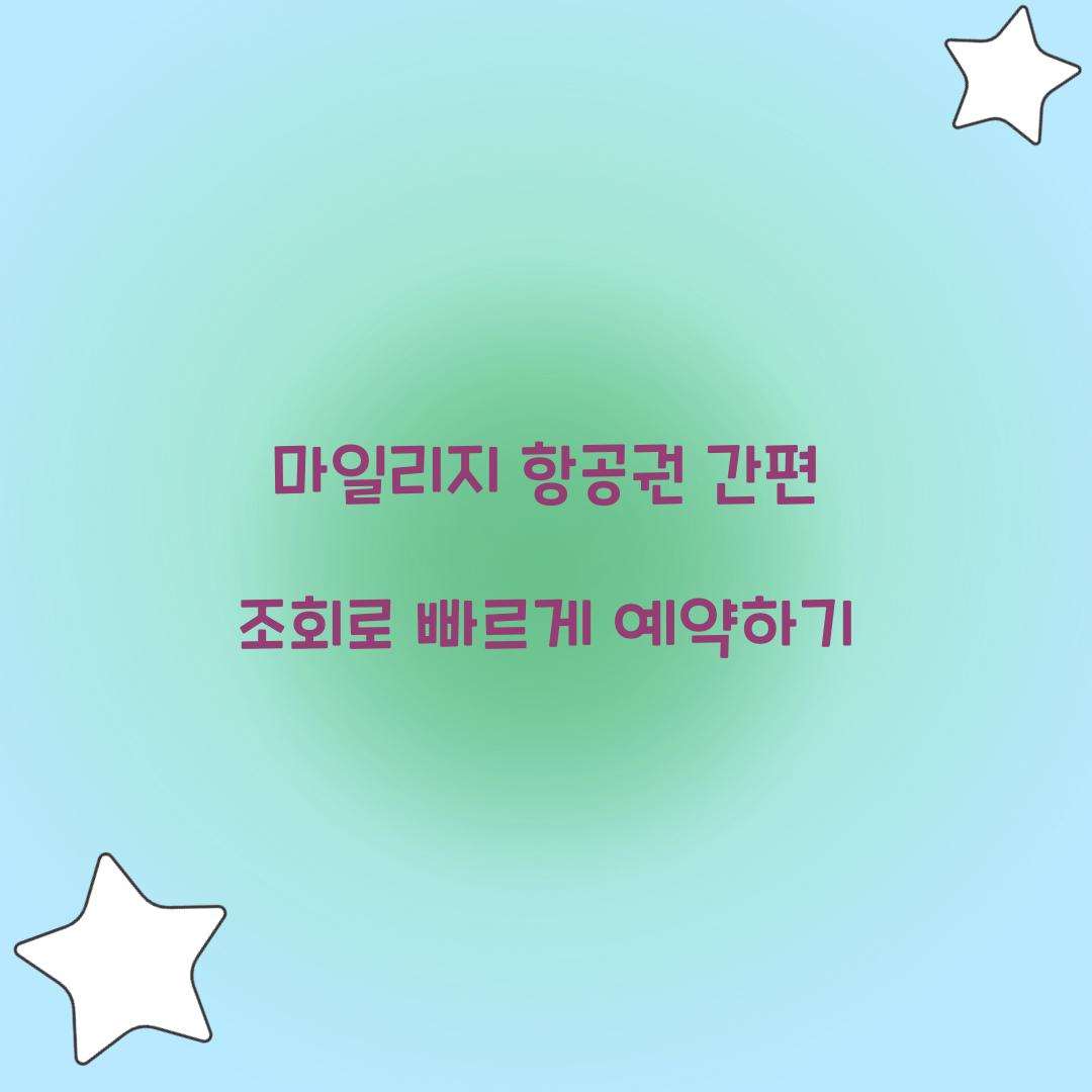 마일리지 항공권 간편 조회