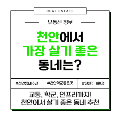 충청남도 천안 천안시 가장 살기 좋은 동네 추천 이사