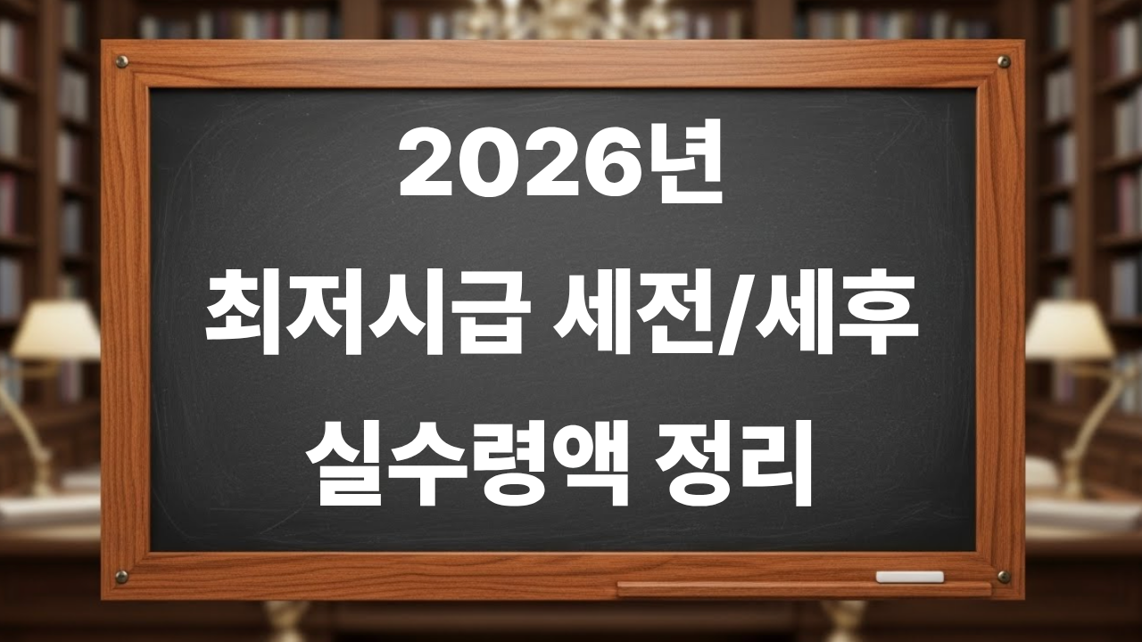 2026년 최저시급 세전/세후 실수령액 정리