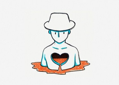 상해를 당한 남자의 모습을 나타낸 그림