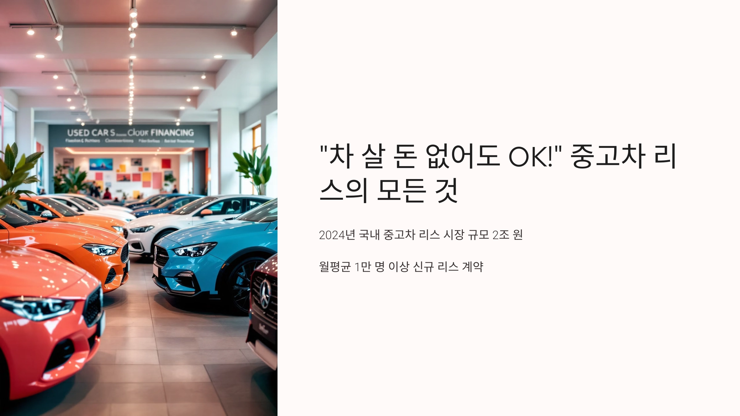 💸 “차 살 돈 없어도 OK!” 중고차 리스의 모든 것