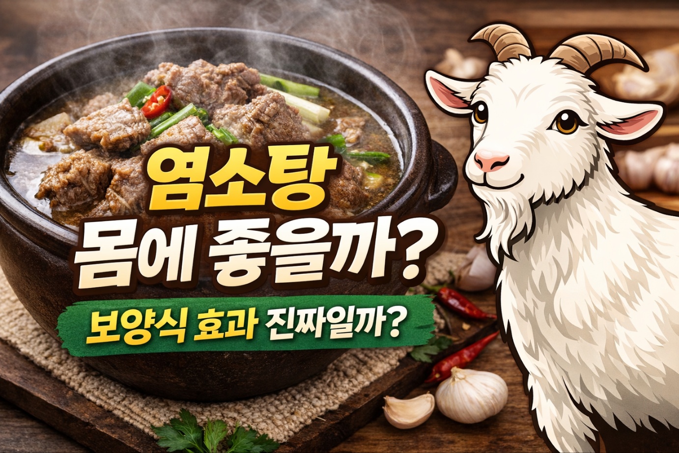 염소탕 일러스트와 질문 텍스트