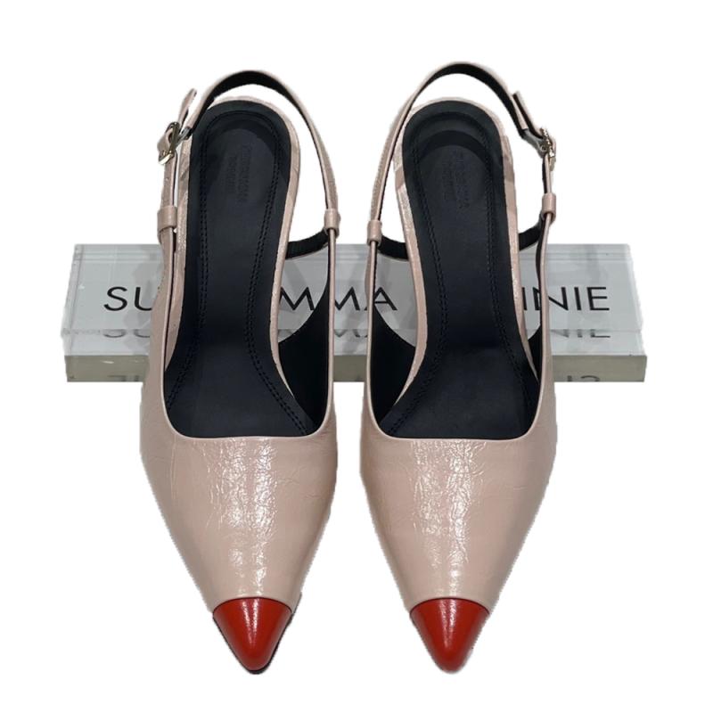 슈콤마보니 토 컬러 슬링백 여성 구두 핑크 신축성 발편한 캐주얼 포인트