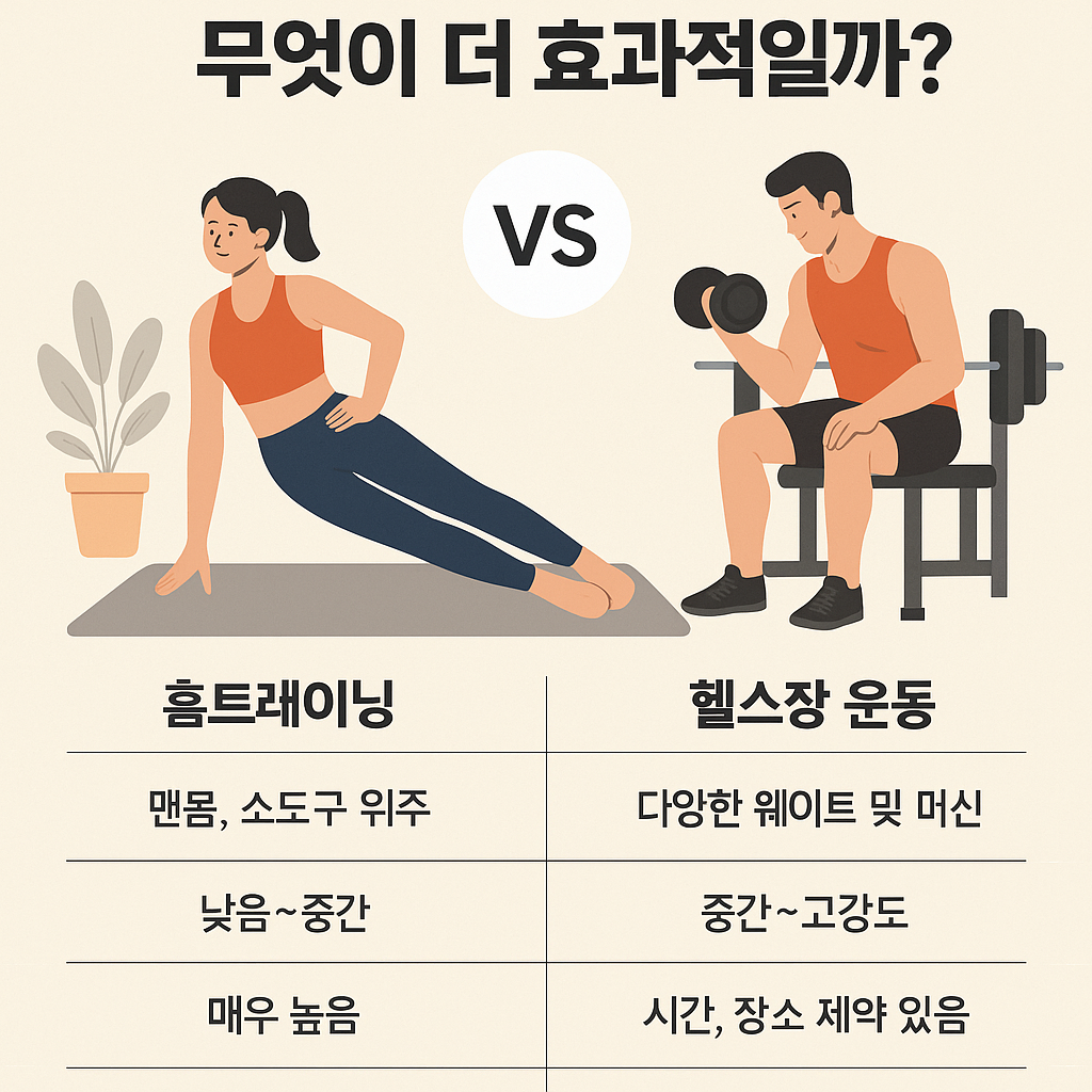 홈트와 헬스장 운동