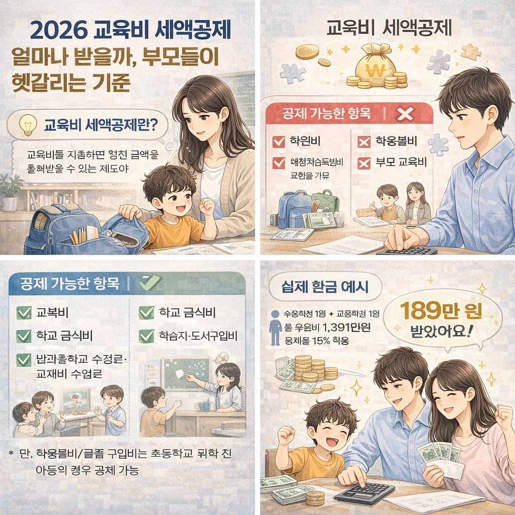 2026 교육비 세액공제 얼마나 받을까, 부모들이 헷갈리는 기준