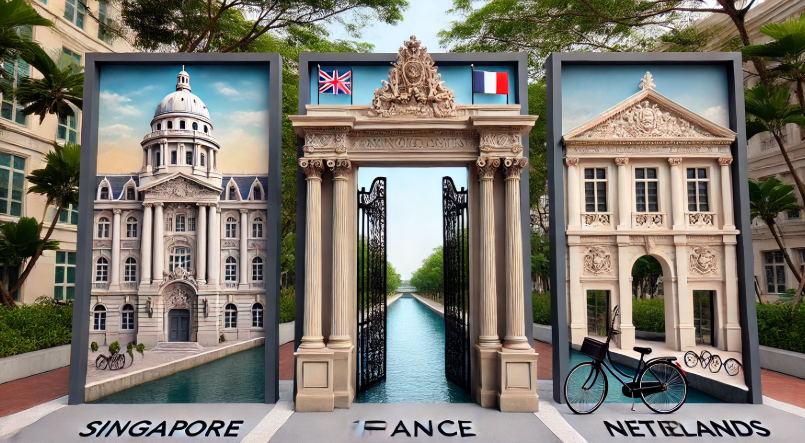 싱가포르, 프랑스, 네덜란드 대학 정문사진