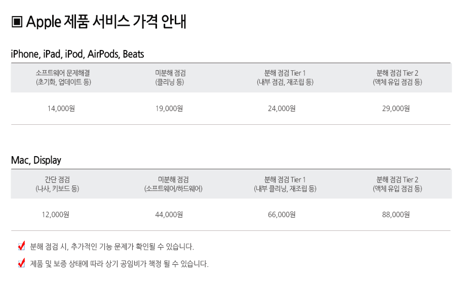 애플 AS 요금