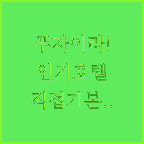 직접 가보고 고른 푸자이라 인기 호텔..