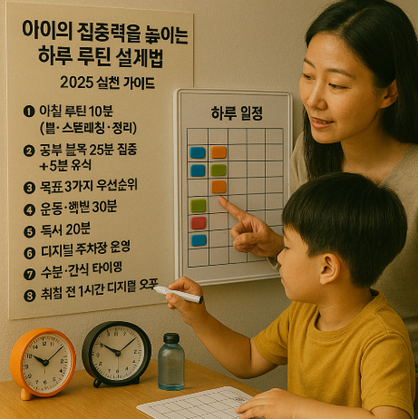 아이의 집중력을 높이는 하루 루틴 설계법 – 2025 실천 가이드